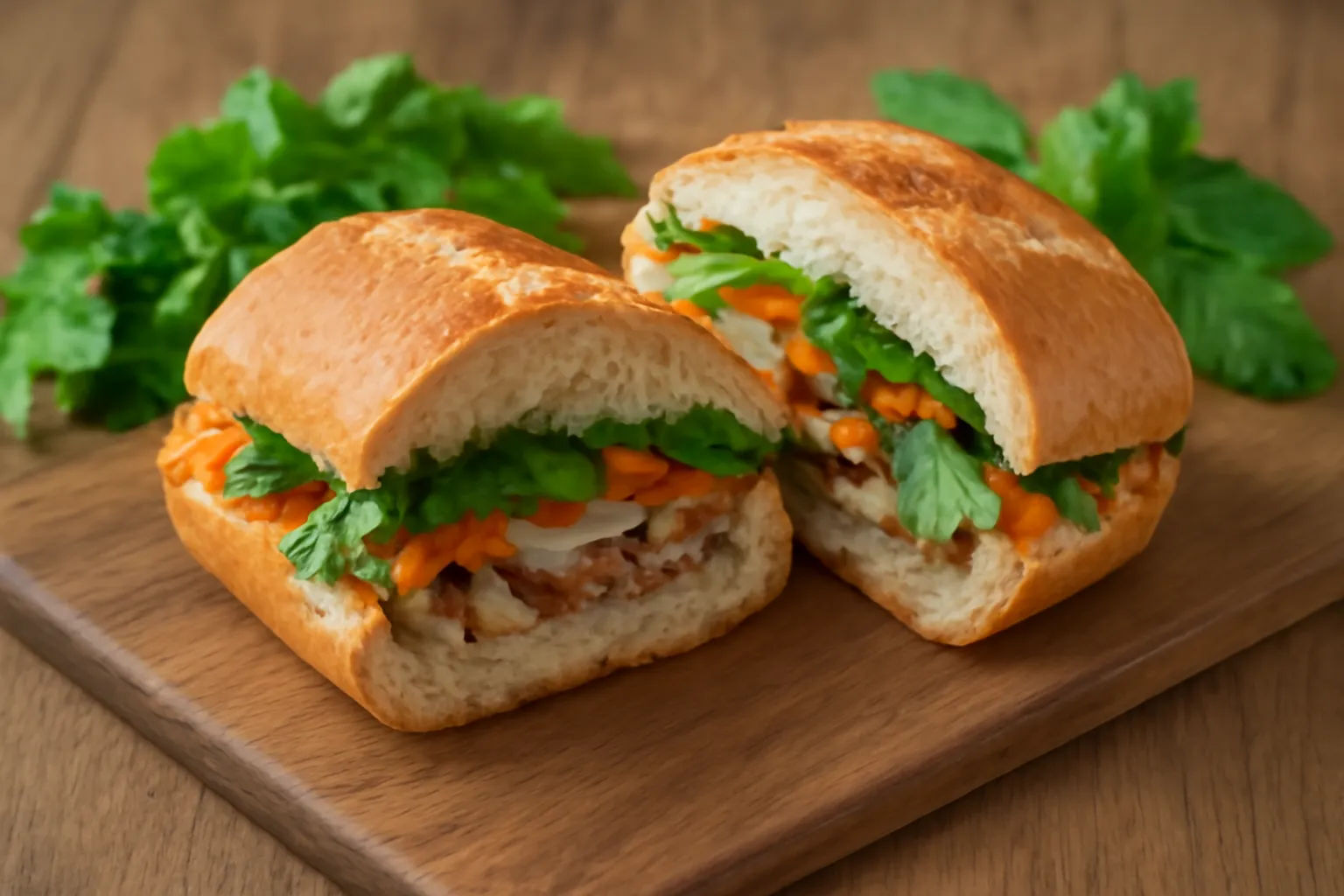 Bánh mì cắt đôi cho thấy phần nhân bên trong